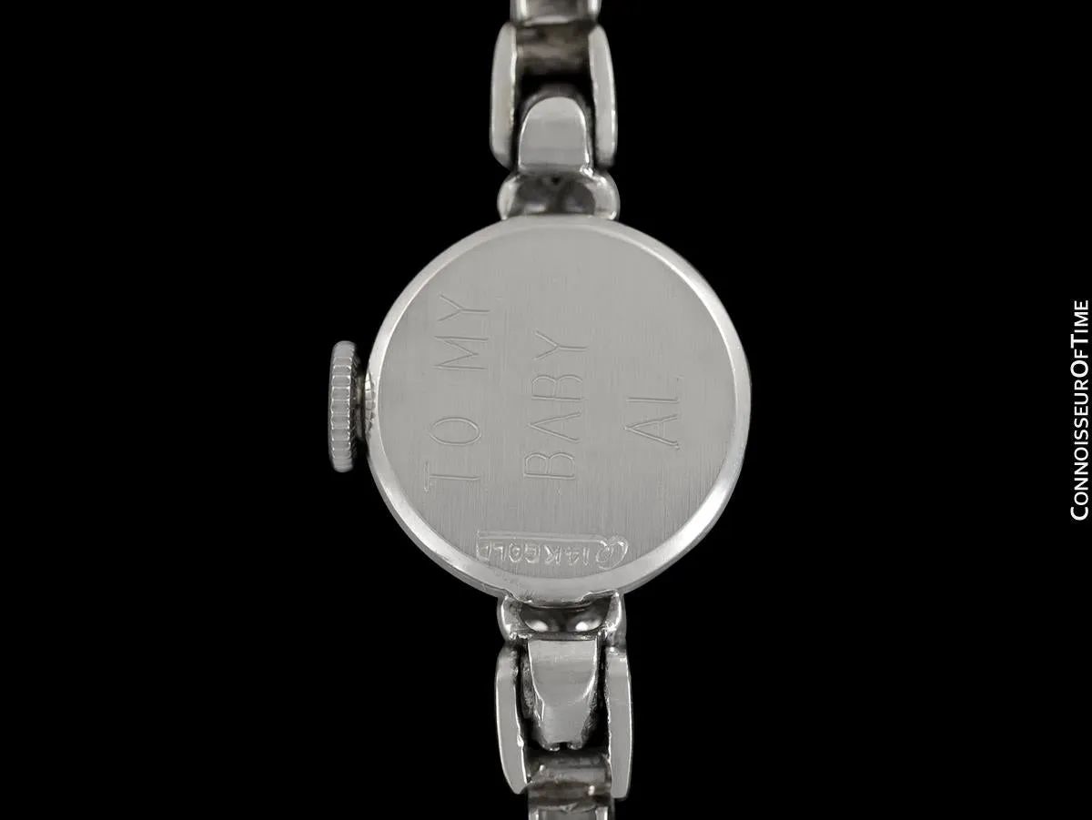 1960's Rolex Ladies Dress Watch with Bracelet, Silver Dial - 14K White Gold & Diamonds