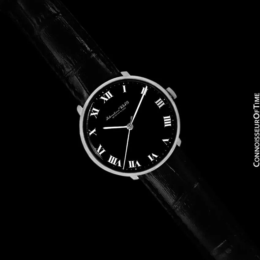 1970 IWC Vintage Mens Dress Watch with White Roman Dial, Caliber 403 - Stainless Steel