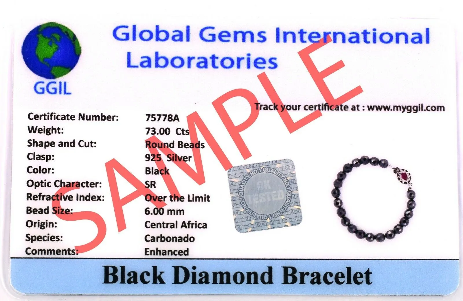 AAA Certified 5 mm Black Diamond Tennis Bracelet in 925 Sterling Silver. Ideal Gift for Birthday, Anniversary