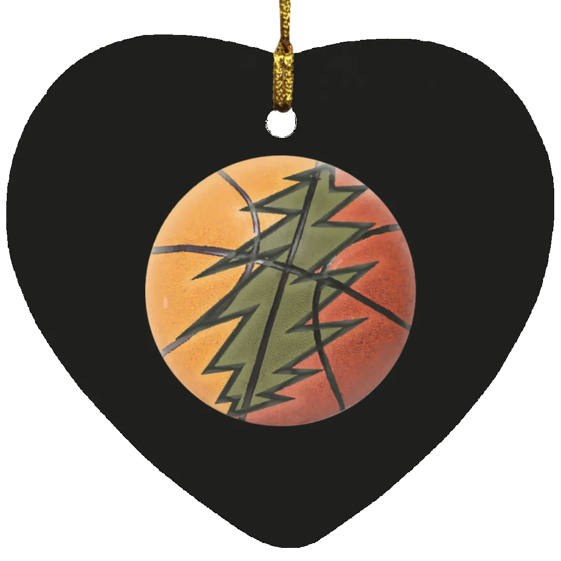 Basketball Bolt - MDF Heart Ornament