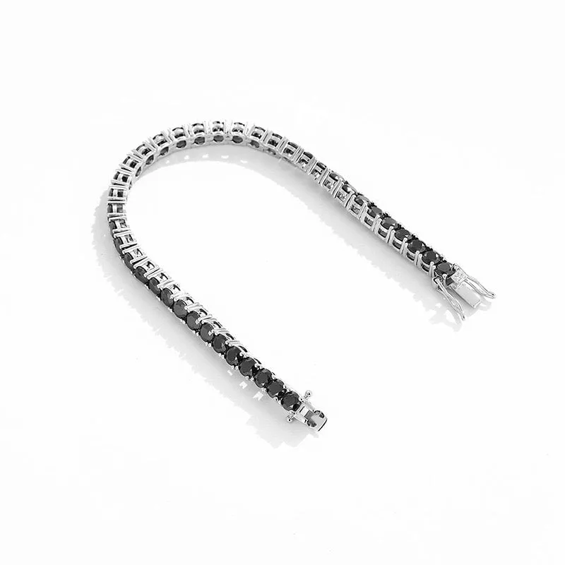 Black Moissanite Diamond 925 Sterling Silver Tennis Chain Bracelet