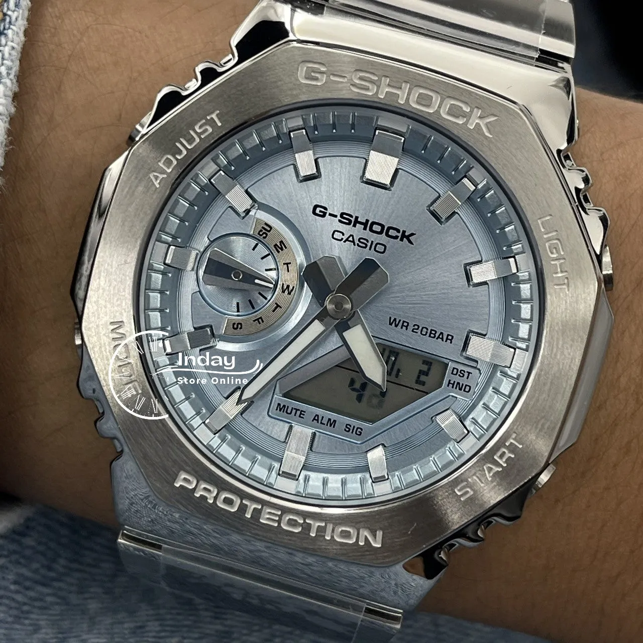 Casio G-Shock G-Steel Men's Watch GM-2110D-2A  Stainless Steel Band One-touch 3-fold Clasp Shock Resistant Mineral Glass