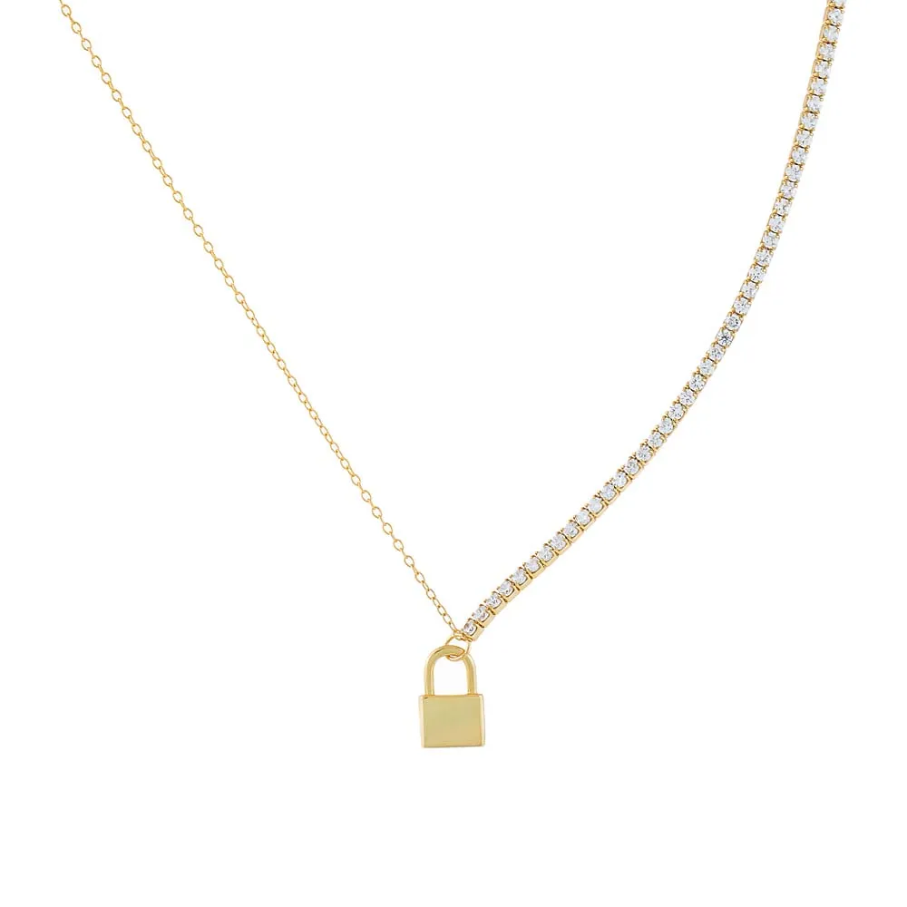 Chain x Tennis Lock Necklace