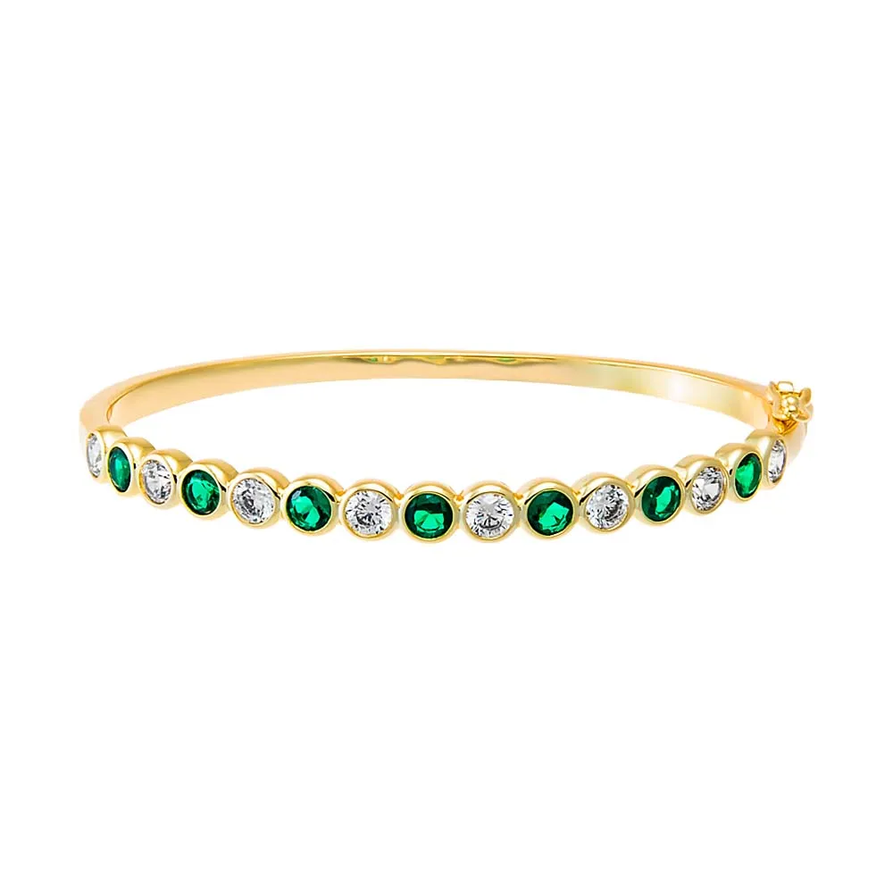 Colored Round CZ Bezel Tennis Bangle