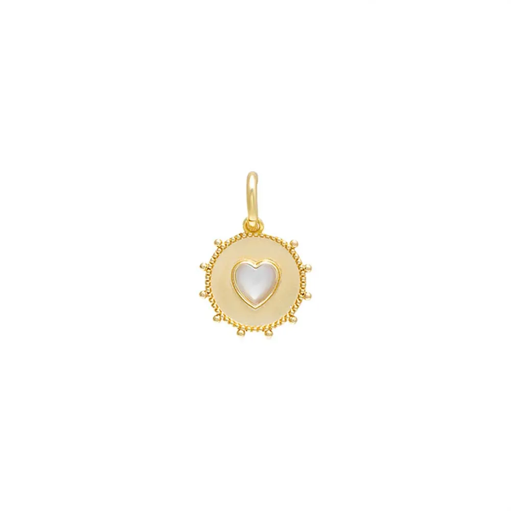 Colored Stone Heart Medallion Necklace Charm