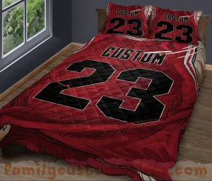 Custom Quilt Sets Chicago Jersey Personalized Basketball Premium Quilt Bedding for Boys Girls Men Women