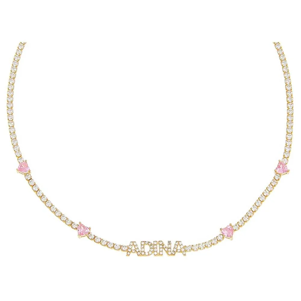 CZ Colored Tennis Nameplate Choker