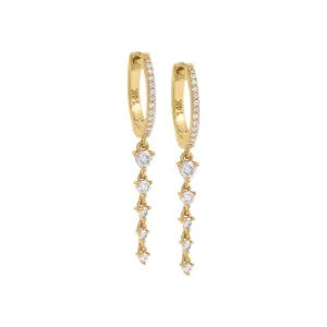 Diamond Graduated Tennis Drop Huggie Earring 14K