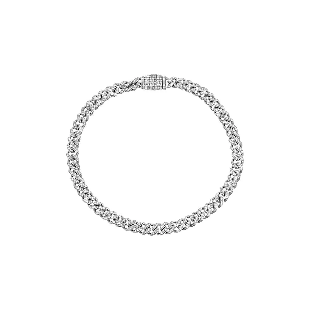Diamond Pave Cuban Chain Link Bracelet 14K