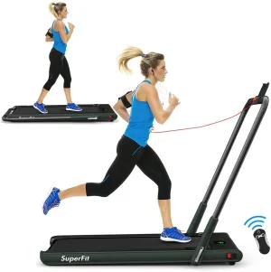 Goplus 2 in 1 Folding Treadmill, 2.25HP Under Desk Electric Superfit Treadmill, Installation-Free with APP Control, Remote Control, Blue Tooth Speaker and LED Display, Walking Jogging for Home Use
