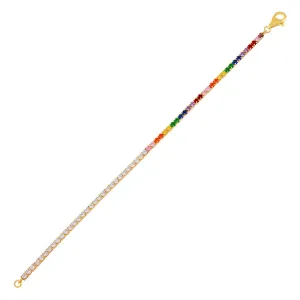 Half Rainbow CZ Tennis Bracelet