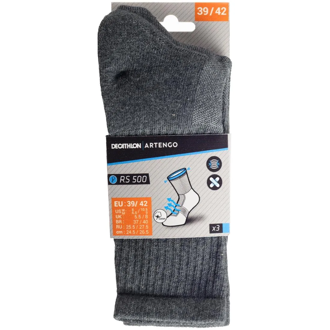 High Tennis Socks RS 500 Tri-Pack