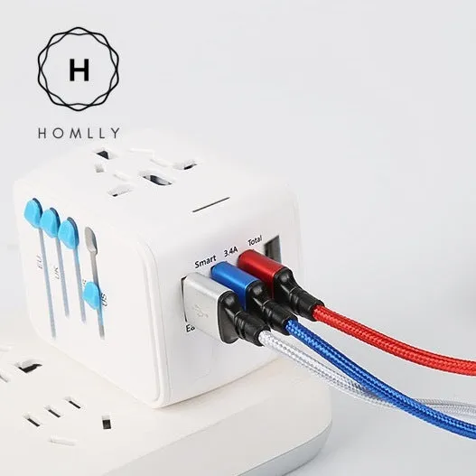 Homlly Worldwide Universal Travel Adaptor with 4 USB