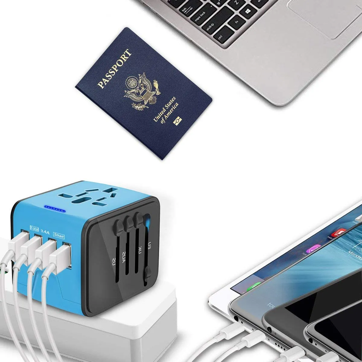 Homlly Worldwide Universal Travel Adaptor with 4 USB