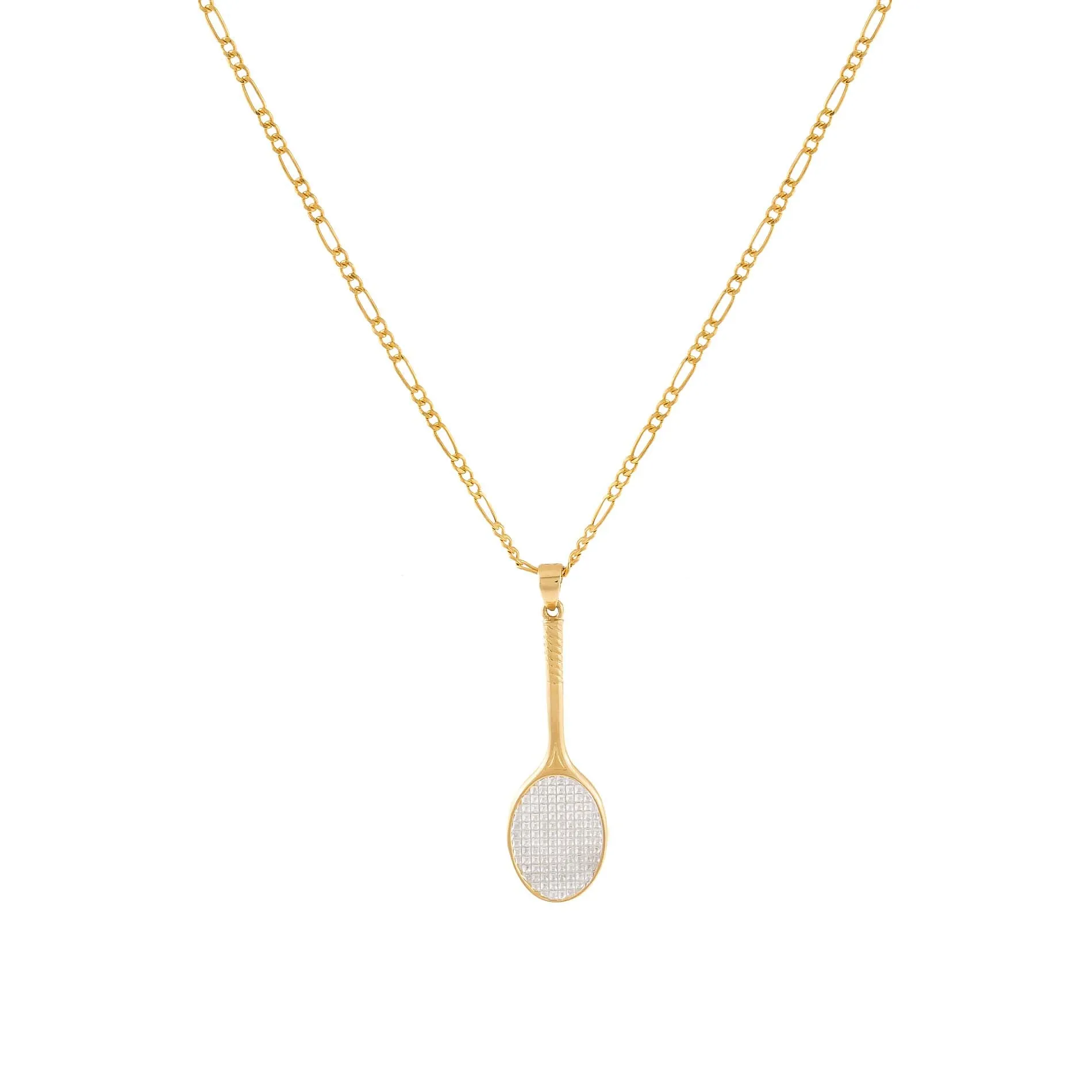 Tennis Racket Necklace 14K