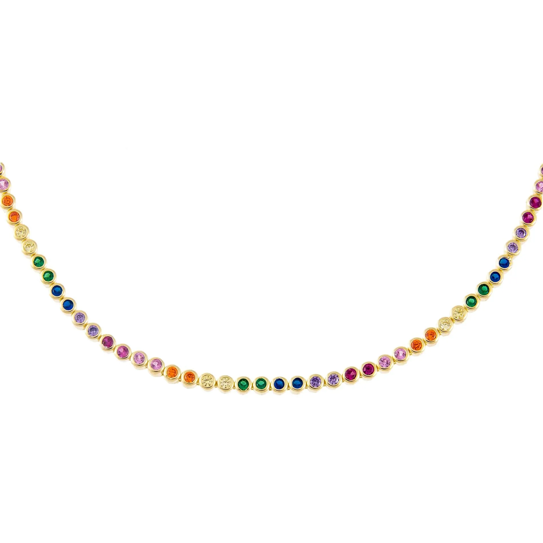 Thin Bezel Rainbow Tennis Choker