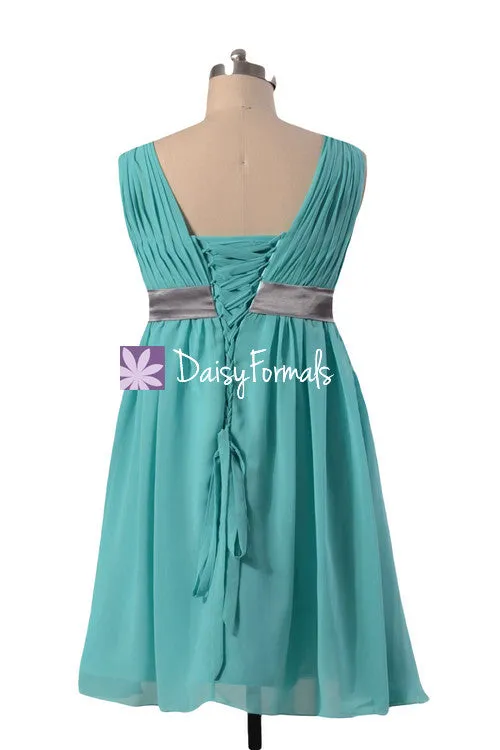 Tiffany Blue & Grey Mix Match Color Bridal Party Dress (BM1029S Two-Color)