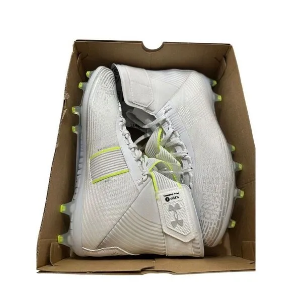 Under Armour Men's Highlight MC Football Cleats White/Silver 3023716-106 Sz 11.5